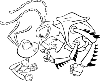 A coloring page of a bugs life